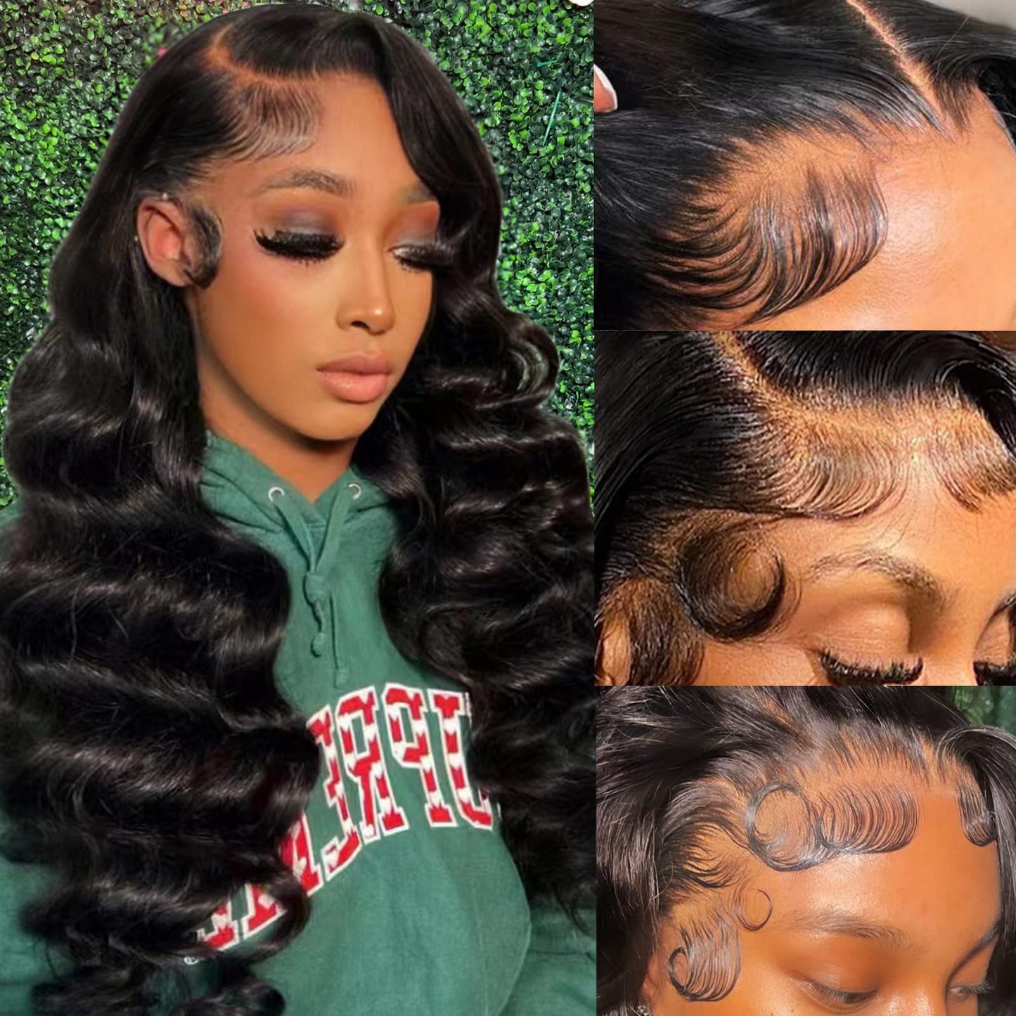 13x4 Body Wave Transparent Lace Front Wigs Human Hair Pre Plucked HD Lace Frontal Glueless Wigs with Baby Hair Natural Black