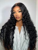 Natural Black Glueless Wig Loose Deep Human Hair 13x4 HD Lace Front Wigs
