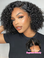 Trendy Short Cut Curly Minimalist Pre-Cut HD Lace Glueless Side Part Frontal Bob Wig  Human Hair 150% Density