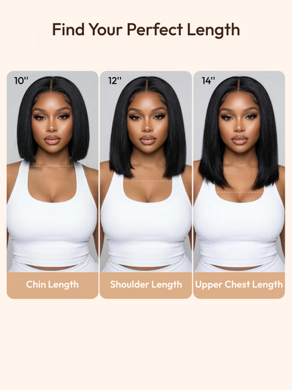 7x5 Glueless Lace Natural Black Yaki Straight Hair Pre Layered Short Bob Bleached Knots Drawstring Wig Beginner Friendly