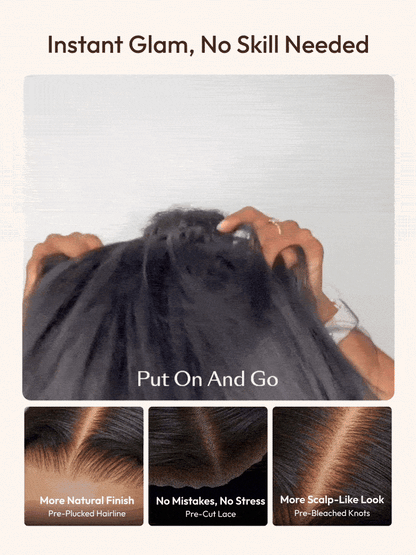 7x5 Glueless Lace Natural Black Yaki Straight Hair Pre Layered Short Bob Bleached Knots Drawstring Wig Beginner Friendly