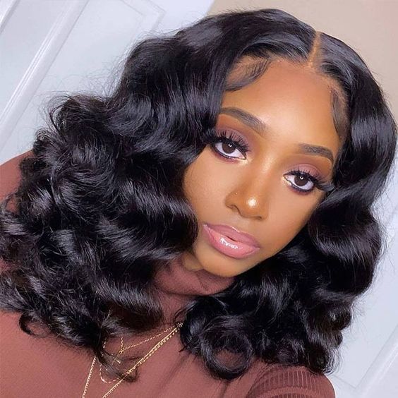 Short Bob Glueless Loose Deep Wave 13*4 HD Lace Frontal Wigs 180% Density Curly Human Hair