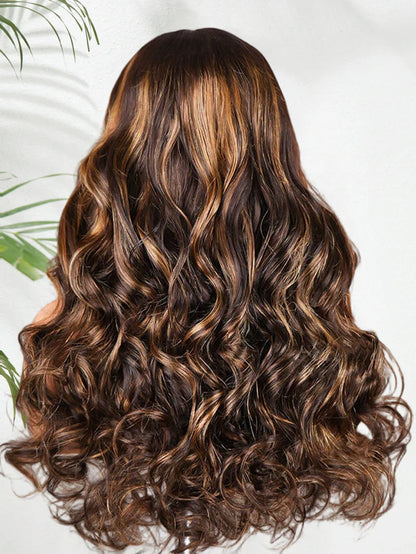 Balayage Highlight Glueless Body Wave 7x5 / 13x4 Lace Front Human Hair Wigs with Invisi Drawstring Put On and Go