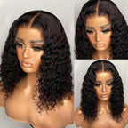 Short Curly Bob Wigs Brazilian Virgin Human Hair 13x4 Lace Front Wigs Kinky Curly Hair Pre Plucked with Baby Hair 150% Density (12inch, 13x4)