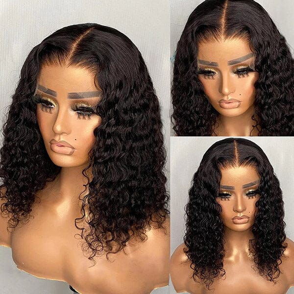 Short Curly Bob Wigs Brazilian Virgin Human Hair 13x4 Lace Front Wigs Kinky Curly Hair Pre Plucked with Baby Hair 150% Density (12inch, 13x4)