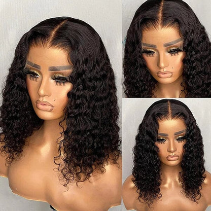 Short Curly Bob Wigs Brazilian Virgin Human Hair 13x4 Lace Front Wigs Kinky Curly Hair Pre Plucked with Baby Hair 150% Density (12inch, 13x4)