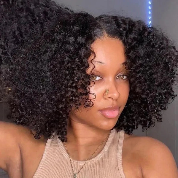 Ready To Go  250% Density Popping Short Bob Cut Curly Glueless HD Lace Front Wigs Human Hair Wigs