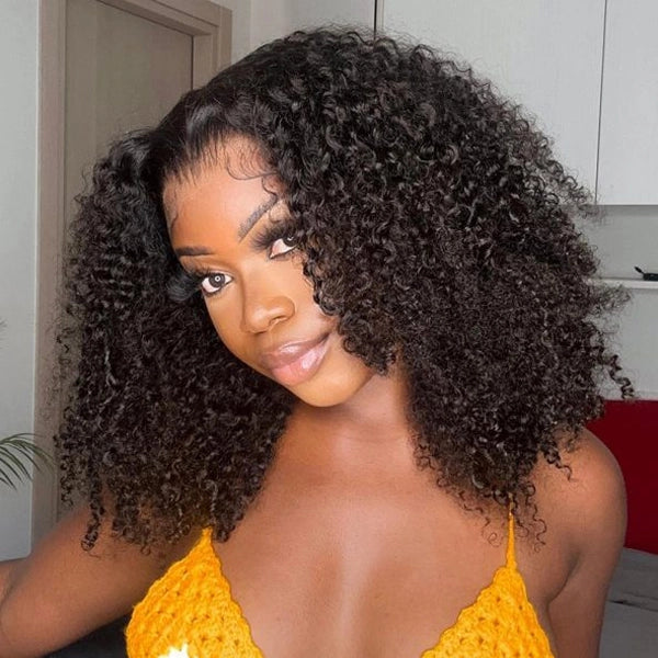 Ready To Go  250% Density Popping Short Bob Cut Curly Glueless HD Lace Front Wigs Human Hair Wigs