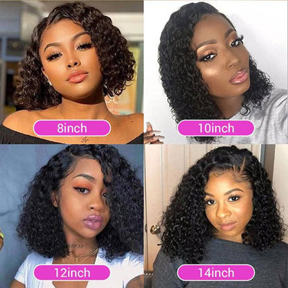 Short Bob Glueless Loose Deep Wave 13*4 HD Lace Frontal Wigs 180% Density Curly Human Hair