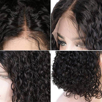 Short Bob Glueless Loose Deep Wave 13*4 HD Lace Frontal Wigs 180% Density Curly Human Hair