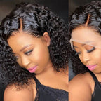 Short Bob Glueless Loose Deep Wave 13*4 HD Lace Frontal Wigs 180% Density Curly Human Hair