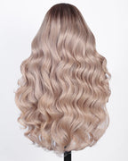 13x6 Three-Go™ Ash Blonde Ombre Glueless Wigs Silky Straight Loose Body Wave With Drawstring Pre Plucked 100% Human Hair Wig
