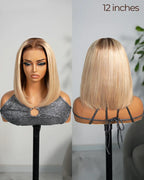 13x4 Lace Front Wigs Human Hair invisible knots Glueless Loose Body Wave Bob Wig Pre-cut Lace Brown Blonde Ombre Beginner Friendly