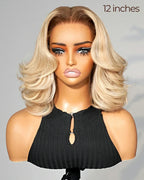 13x4 Lace Front Wigs Human Hair invisible knots Glueless Loose Body Wave Bob Wig Pre-cut Lace Brown Blonde Ombre Beginner Friendly