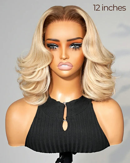 13x4 Lace Front Wigs Human Hair invisible knots Glueless Loose Body Wave Bob Wig Pre-cut Lace Brown Blonde Ombre Beginner Friendly