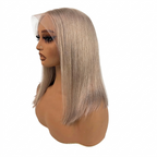 13x6 HD Lace Front Wig Human Hair Invisible Knots Ash Blonde Ombre Silky Straight 12 Inch Short Bob Wigs With Pre-Cut Lace 180% Density Blond Wig
