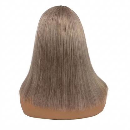 13x6 HD Lace Front Wig Human Hair Invisible Knots Ash Blonde Ombre Silky Straight 12 Inch Short Bob Wigs With Pre-Cut Lace 180% Density Blond Wig