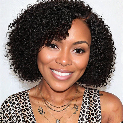 Trendy Short Cut Curly Minimalist Pre-Cut HD Lace Glueless Side Part Frontal Bob Wig  Human Hair 150% Density