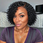 Trendy Short Cut Curly Minimalist Pre-Cut HD Lace Glueless Side Part Frontal Bob Wig  Human Hair 150% Density