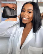 7x5 Glueless Lace Natural Black Yaki Straight Hair Pre Layered Short Bob Bleached Knots Drawstring Wig Beginner Friendly