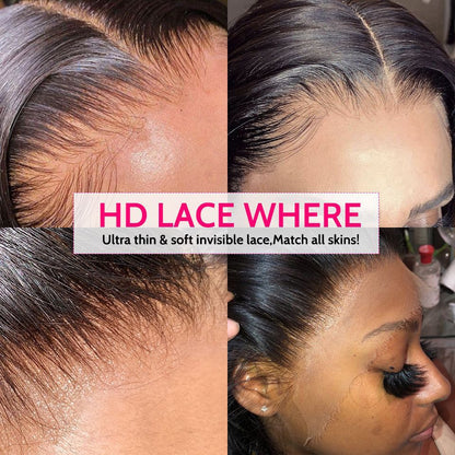 Wear Go Wig Body Wave Hair 13×4 Glueless 13×6 HD Lace Front Wig 180% Density Human Hair Pre Plucked