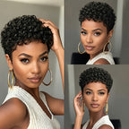 Pixie Cut Wigs Human Hair Wig For Black Women Short Afro Curly Machine Made Wigs Natural Lookings