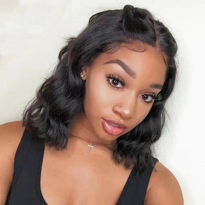 Short Bob Glueless Loose Deep Wave 13*4 HD Lace Frontal Wigs 180% Density Curly Human Hair