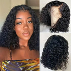 Short Curly Bob Wigs Brazilian Virgin Human Hair 13x4 Lace Front Wigs Kinky Curly Hair Pre Plucked with Baby Hair 150% Density (12inch, 13x4)