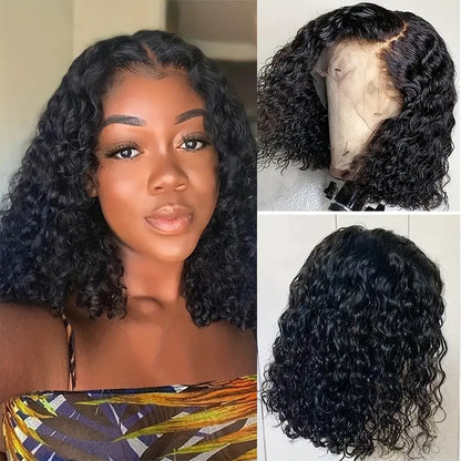 Short Curly Bob Wigs Brazilian Virgin Human Hair 13x4 Lace Front Wigs Kinky Curly Hair Pre Plucked with Baby Hair 150% Density (12inch, 13x4)