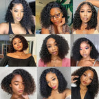 Short Curly Bob Wigs Brazilian Virgin Human Hair 13x4 Lace Front Wigs Kinky Curly Hair Pre Plucked with Baby Hair 150% Density (12inch, 13x4)