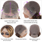 Blonde Highlighted Wig Body Wave Glueless Human Hair Wigs 13x4 HD Lace Front Wigs 180% Density with Pre Plucked