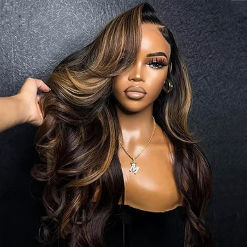 Brown Highlight Peacock Curls 13x4 Full Lace Wig Glueless Pull & Go Pre-Everything Body Wave Loose Wave Wig