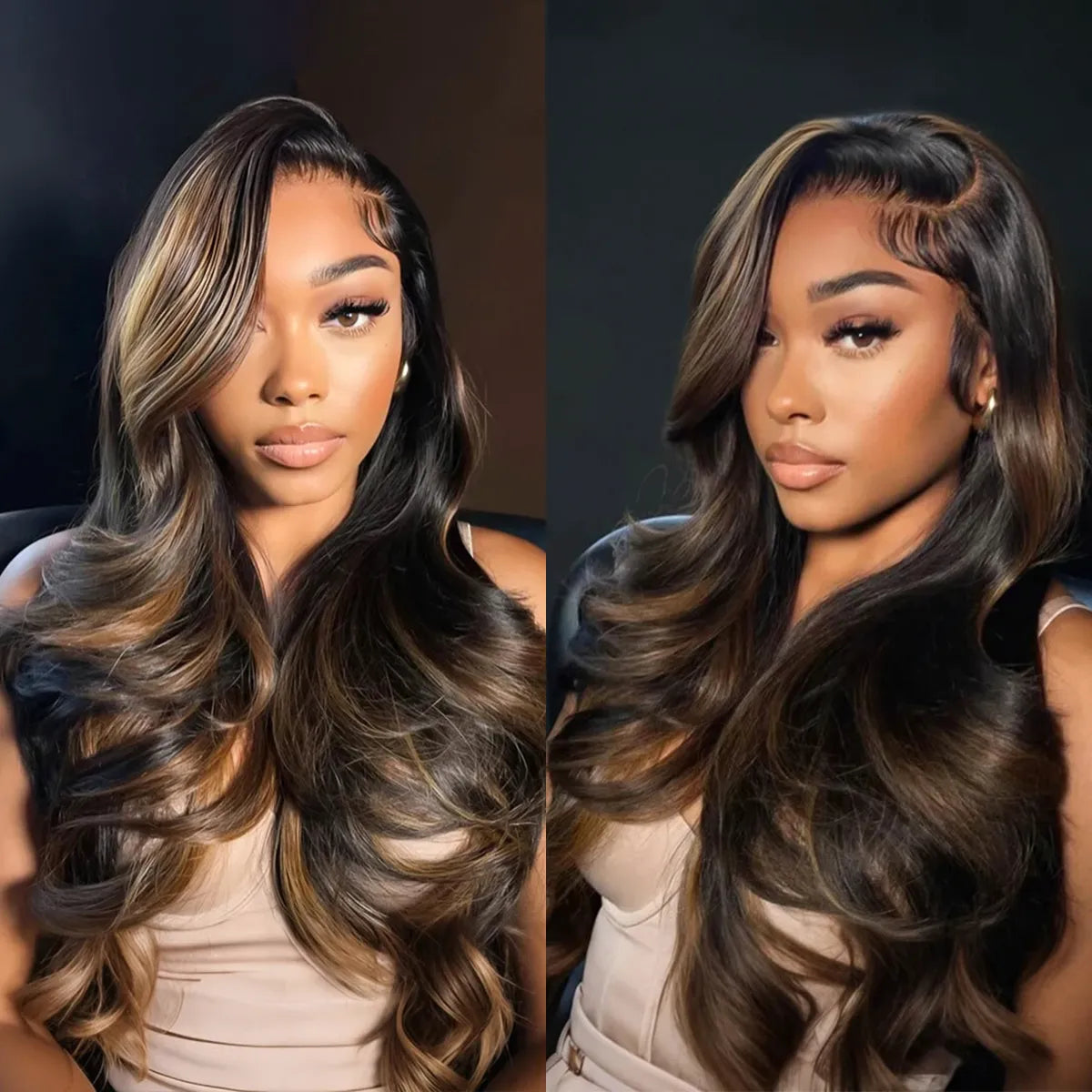 Brown Highlight Peacock Curls 13x4 Full Lace Wig Glueless Pull & Go Pre-Everything Body Wave Loose Wave Wig