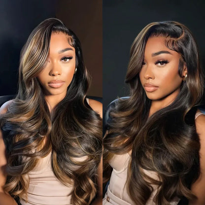 Brown Highlight Peacock Curls 13x4 Full Lace Wig Glueless Pull & Go Pre-Everything Body Wave Loose Wave Wig