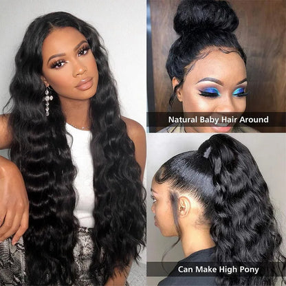 Human Hair Body Wave 13x4 Lace Frontal Glueless Wig Pre Plucked with Baby Hair Brazilian Real Hair Natural Color