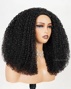 [3 In 1 Half Wig] Burmese Curly Glueless Half Wig With Elastic Drawstring Endless Natural Black Protective Styles