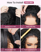 [3 In 1 Half Wig] Burmese Curly Glueless Half Wig With Elastic Drawstring Endless Natural Black Protective Styles