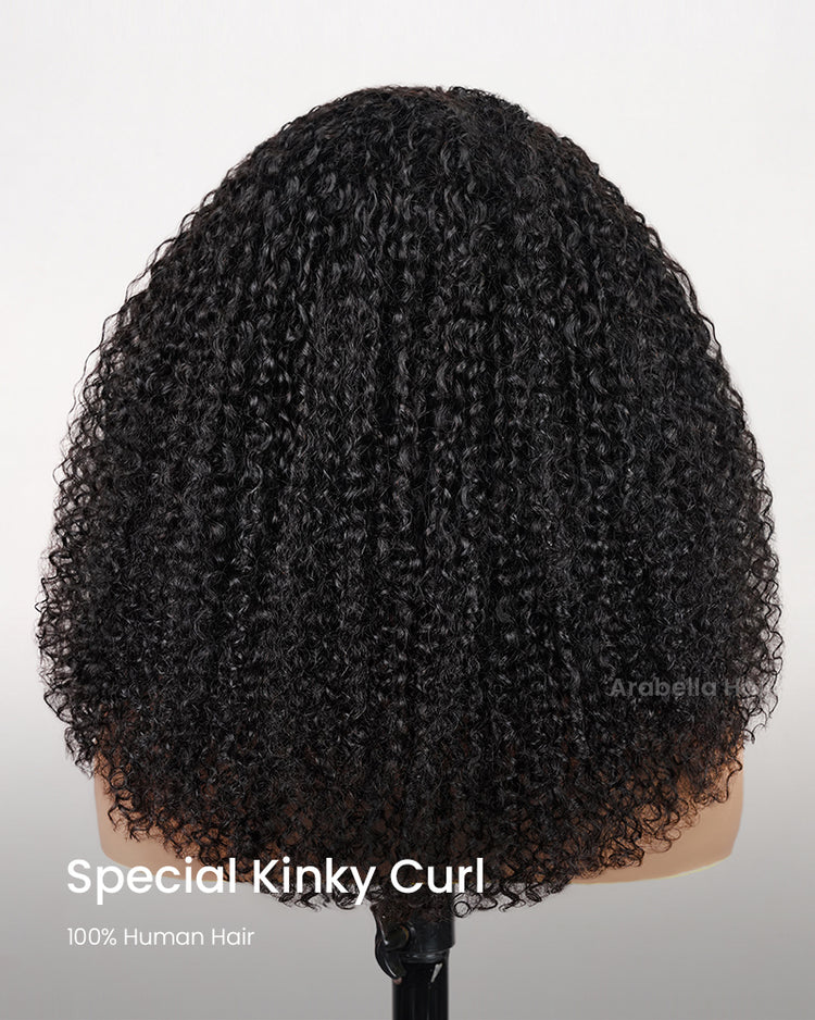 [3 In 1 Half Wig] Burmese Curly Glueless Half Wig With Elastic Drawstring Endless Natural Black Protective Styles