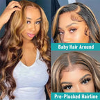 7x5 Bye-Bye Knots Glueless Wig Pre-Cut Lace Honey Blonde Body Wave With Bleached Clean Knots Ombre Highlight Color 150% Density
