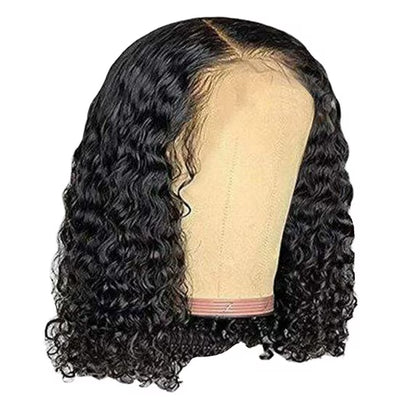 Short Curly Bob 13x4 Lace Front Human Hair Wig Soft Breathable Reusable Nontangled Brazilian Wig Adjustable Size (14 inches)