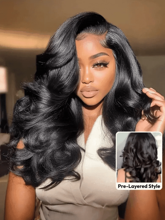 Pre Styled Efortless Chic Layer 7x5 Pre Cut Lace Frontal Wig 200% Density Face Framing Peacock Curls Glueless Ready To Wear Wig