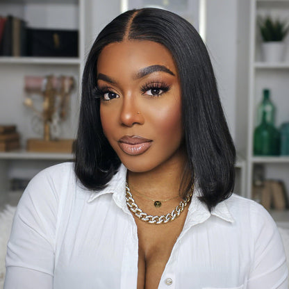 BOO 100%human hair  200% Density 10-16 Inch Short Bob Wig Human Hair Glueless 13x4 Straight HD Lace Front Wigs Straight Bob Lace Front Wigs for Women Natural black Glueless Wig Human Hair Invisible Lace Front Wig