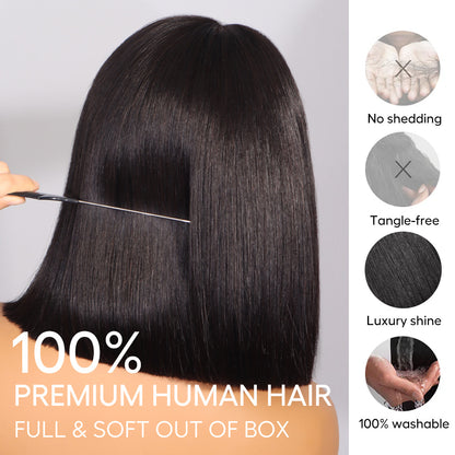 BOO 100%human hair  200% Density 10-16 Inch Short Bob Wig Human Hair Glueless 13x4 Straight HD Lace Front Wigs Straight Bob Lace Front Wigs for Women Natural black Glueless Wig Human Hair Invisible Lace Front Wig