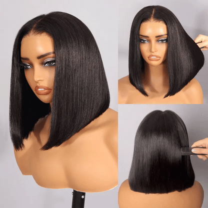 BOO 100%human hair  200% Density 10-16 Inch Short Bob Wig Human Hair Glueless 13x4 Straight HD Lace Front Wigs Straight Bob Lace Front Wigs for Women Natural black Glueless Wig Human Hair Invisible Lace Front Wig