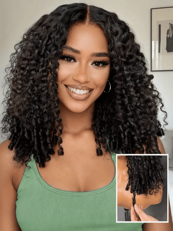 7x5 Bye Bye Knots Kinky Curly Wig Put On and Go Pre Cut Lace Lace Closure Premium Glueless Human Hair Wigs with Drawstring