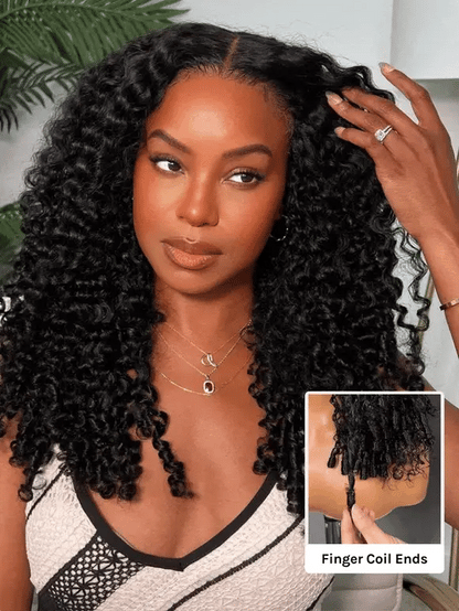 7x5 Bye Bye Knots Kinky Curly Wig Put On and Go Pre Cut Lace Lace Closure Premium Glueless Human Hair Wigs with Drawstring