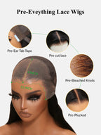 Boohair 7x5 Bye Bye Knots 13x4 Lace Fluffy Loose Body Wave Lace Frontal Wig with Bangs Pre everything Put On and Go Human Hair Glueless  Wigs 180% Density