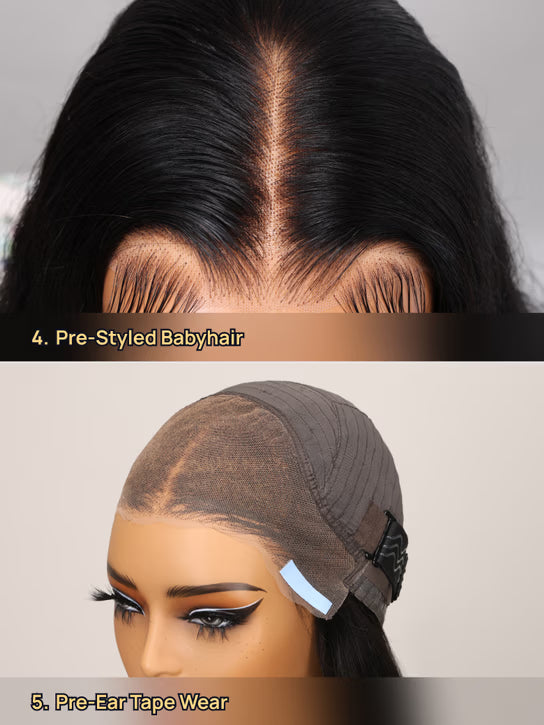 Pre-Everything 7x5/13x4 Lace Frontal Loose Wave Wigs with Bangs-Fluffy Hair 3D Dome Cap Put on and Go Glueless Human Hair