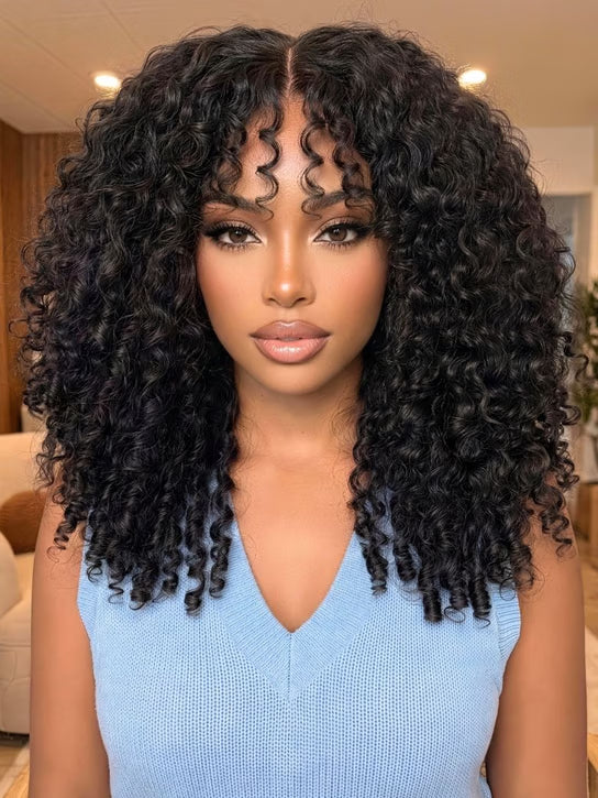 7x5 Bye Bye Knots Kinky Curly Wig Put On and Go Pre Cut Lace Lace Closure Premium Glueless Human Hair Wigs with Drawstring