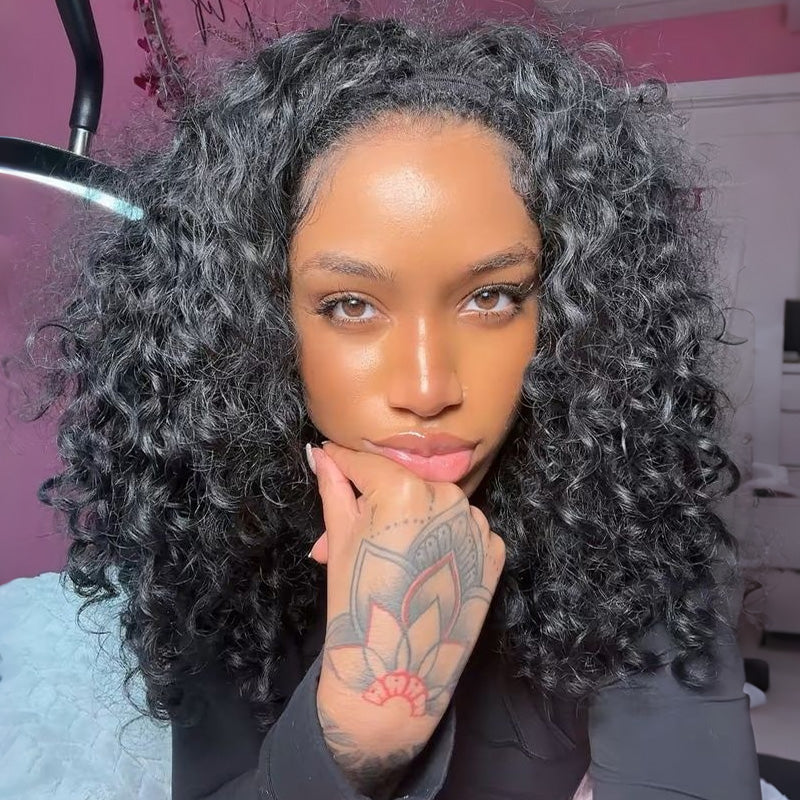 [WEAR GO HALF WIG] boohair New In Beach Curly Half Wig Seamless Flip Over Drawstring Glueless Wig Beginner Friendly